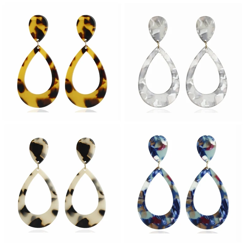 

2019 Bohemian Leopard Print Acrylic Earrings For Women Geometric Pendant Acetic Acid Long Drop Earrings Fashion Jewelry