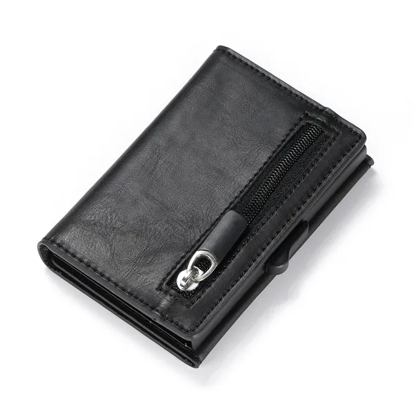 BISI GORO New Arrival PU Leather Card Case RFID Coin Purse RFID Carbon Fiber Wallet Single Box Smart Credit Card Holder