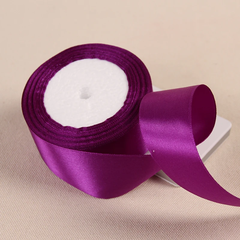 40 мм, 25 ярдов, дешевая шелковая атласная лента для свадебной вечеринки, украшение, пригласительная карта, подарочная упаковка, принадлежности для скрапбукинга Riband - Цвет: Dark Purple