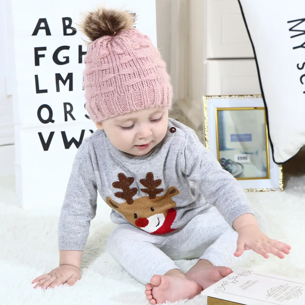Baby Winter Hat Kids Girls Boys Solid Caps Cute Girls Hat Newborn Fashion Cap Toddler Girl Warm Kniting Beanie Hats