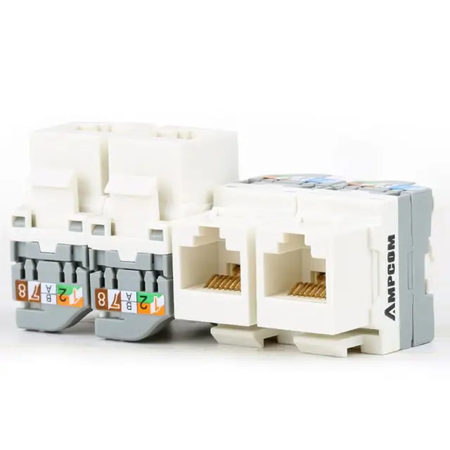 CAT5e/ CAT6 Tool Less Keystone Jack,AMPCOM RJ45 Self Locking Cat.5e