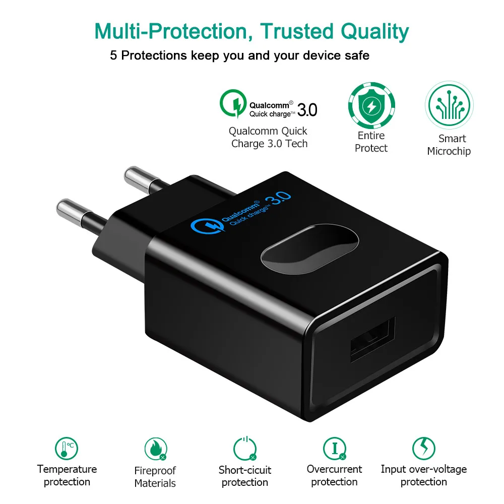 USB Charger Quick Charge 3.0 Fast Charger QC3.0 QC2.0 USB Adapter 18W Portable Wall Charger for Mobile Phone Chargers 05