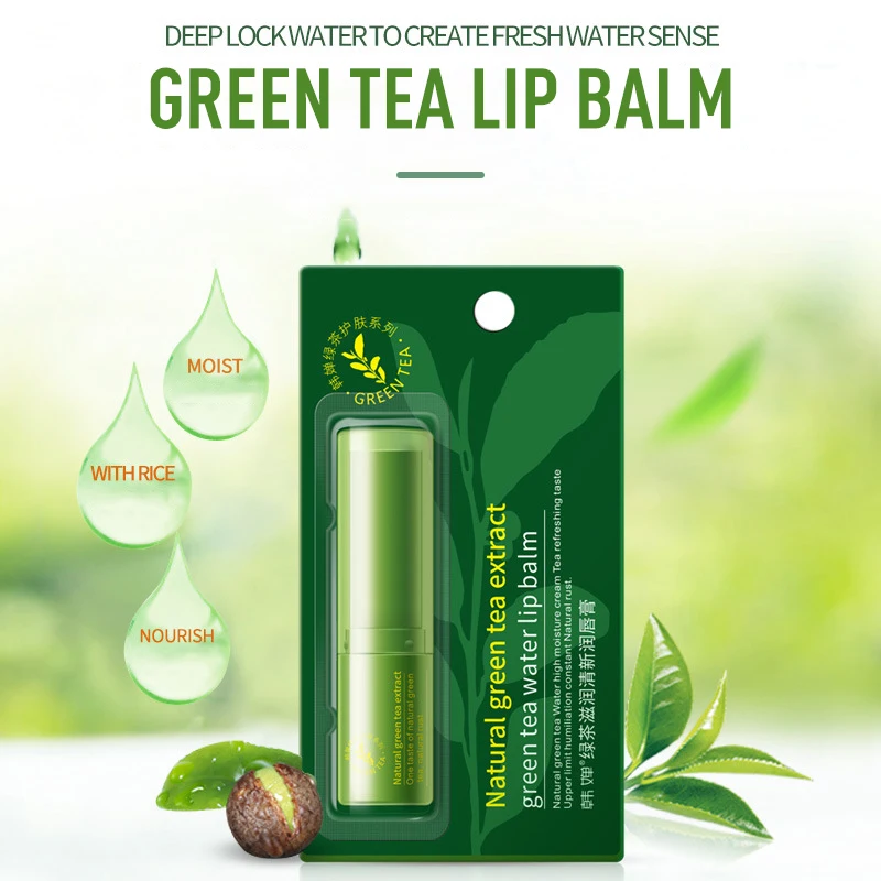 

Brand Natural Green Tea Lip Balm Moisture Temperature Changed Color Lipbalm Lipstick Long Lasting Makeup Nourish Lips Care TSLM2
