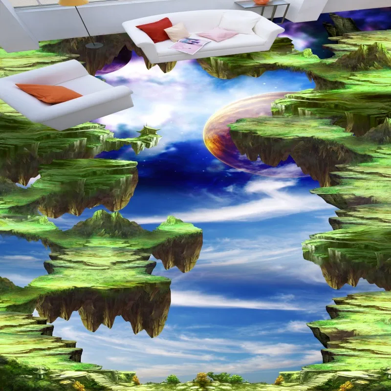 

Free shipping custom living room bathroom home decoration wallpaper thickened floor roll Space game scene floor painting