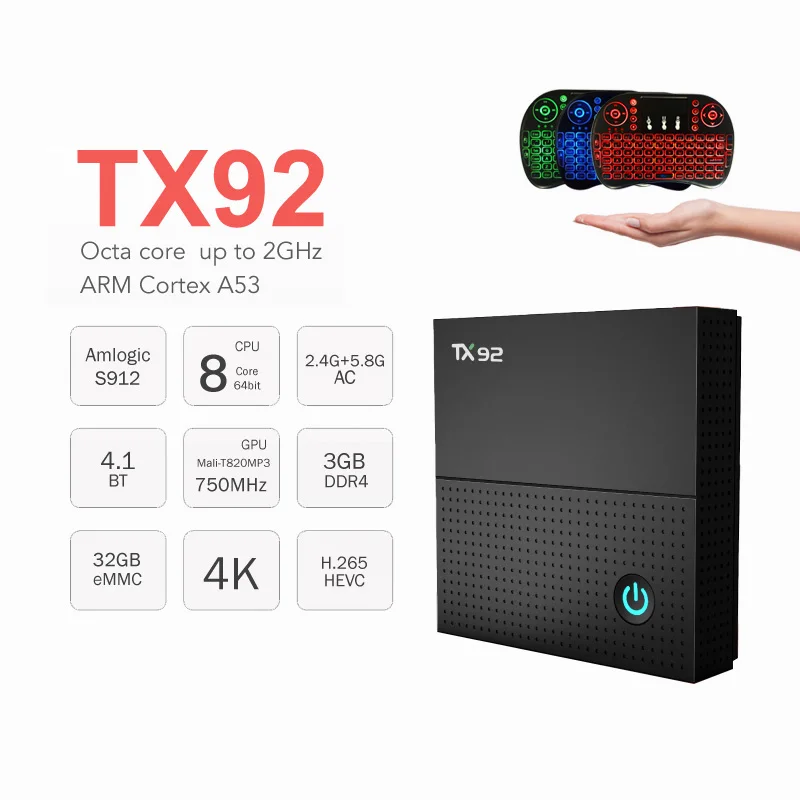 Tanix TX92 Android 7 1 ТВ Box Amlogic S912 Восьмиядерный Процессор OS 2 ГБ 3 32 64 BT 4 К Декодер каналов