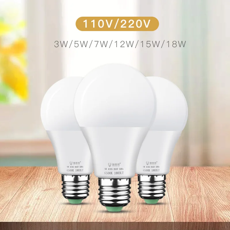 

LED Bulb E27 110 220V Light Bulb Real Power 3 5 7 9 12 15 18W Bombillas Ampoule Lampada Led E27 Lamp Warm White Cold White Home