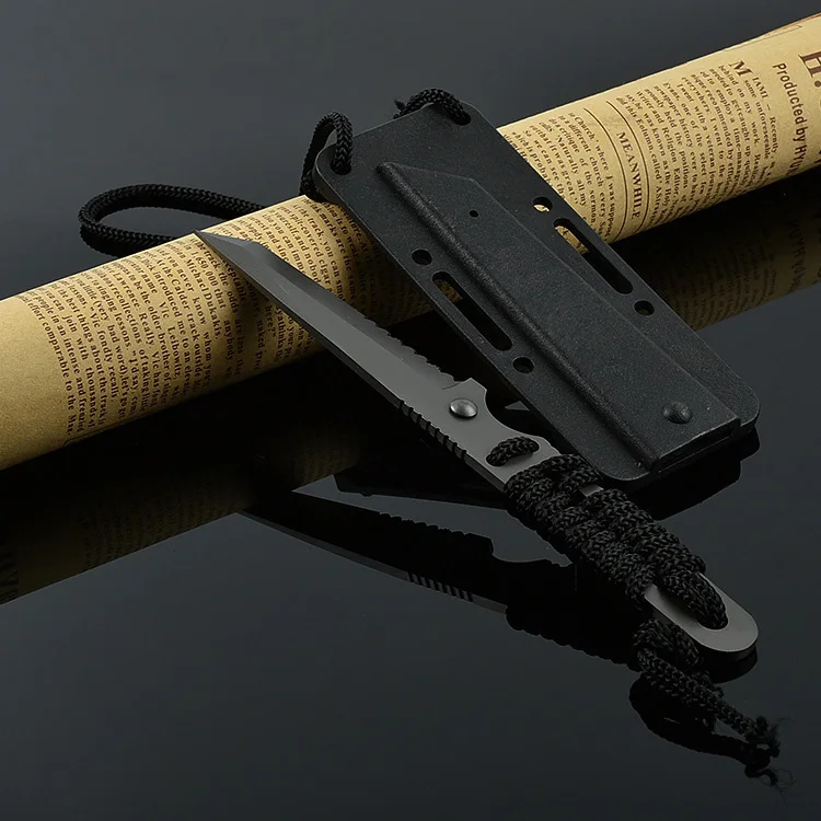 

19cm steel camping knife with scabbard black color