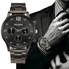 Новая мода Для мужчин кристалл Нержавеющая сталь Аналоговые кварцевые наручные часы браслет дропшиппинг L530