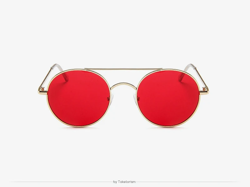 Toketorism Женская мода круглые модные очки с двойным мостом мужские дизайнерские солнцезащитные очки uv400 линзы 600DG