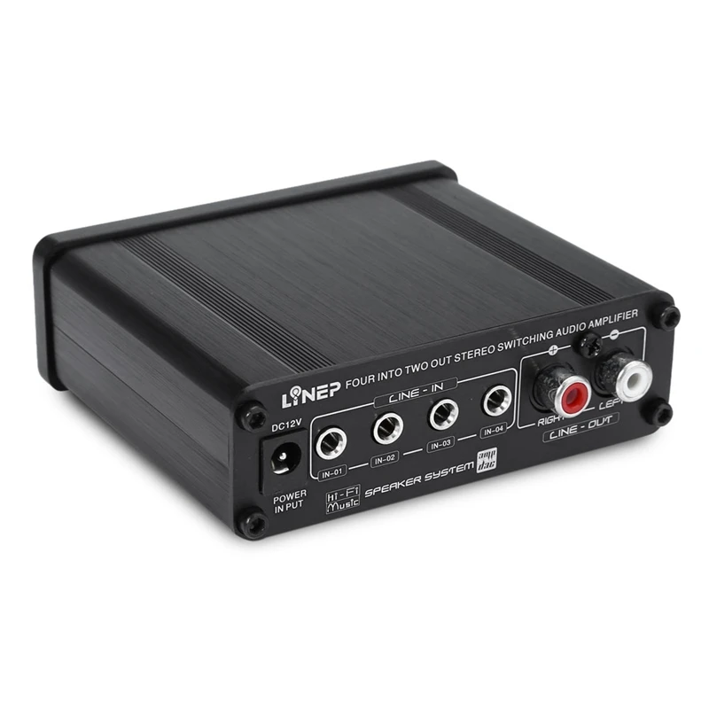 Lynepauaio Audio Switcher 4 Input And 2 Output Audio Switch With Signal Amplification Volume Adjustment And Switch Function(Us