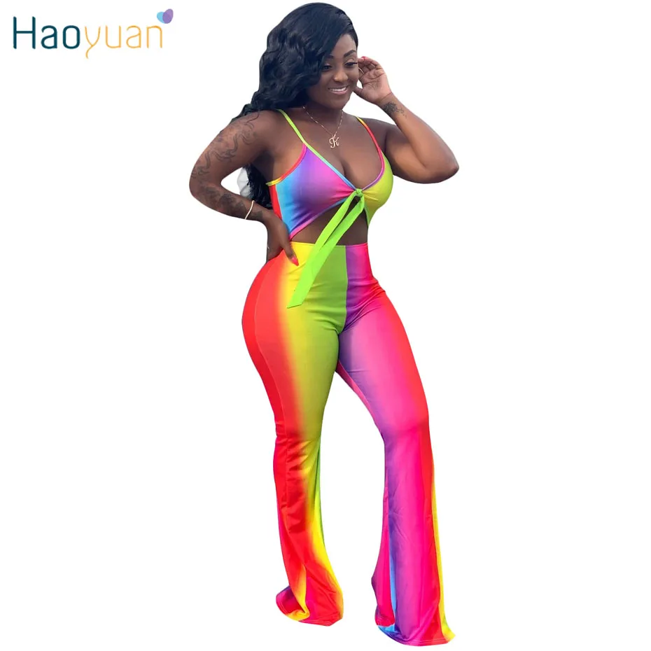 

HAOYUAN Spagetti Strap Sexy Jumpsuit Women Streetwear Summer Overalls One Piece Outfit Elegant Backless Rompers Womens Jumpsuit