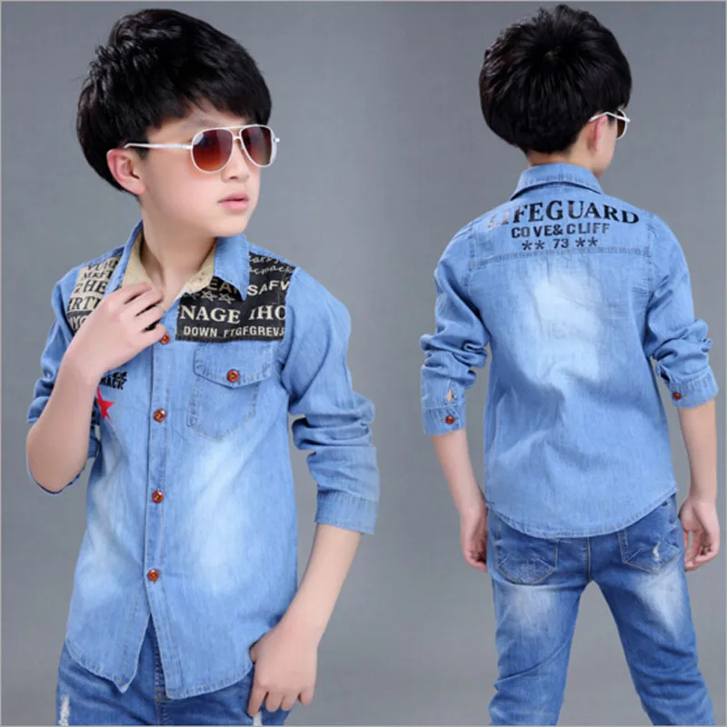 

Boys outwear clothes boys casual jeans shirt Kids cowboys jacket boys shirt Children's Fashion Long-sleeved Cotton boys shirt
