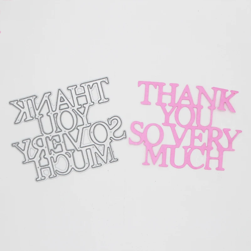 

Word'thank you so very much'Metal Cutting Dies for DIY Scrapbooking Photo Album Embossing Paper Cards Crafts 54*72 mm