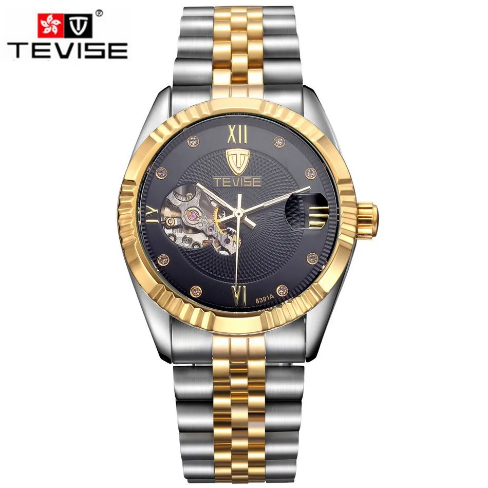 ФОТО Orignal Tevise Fashion Montre Homme Men's Skeleton Automatic Mechanical Watches Gift Box Free Ship