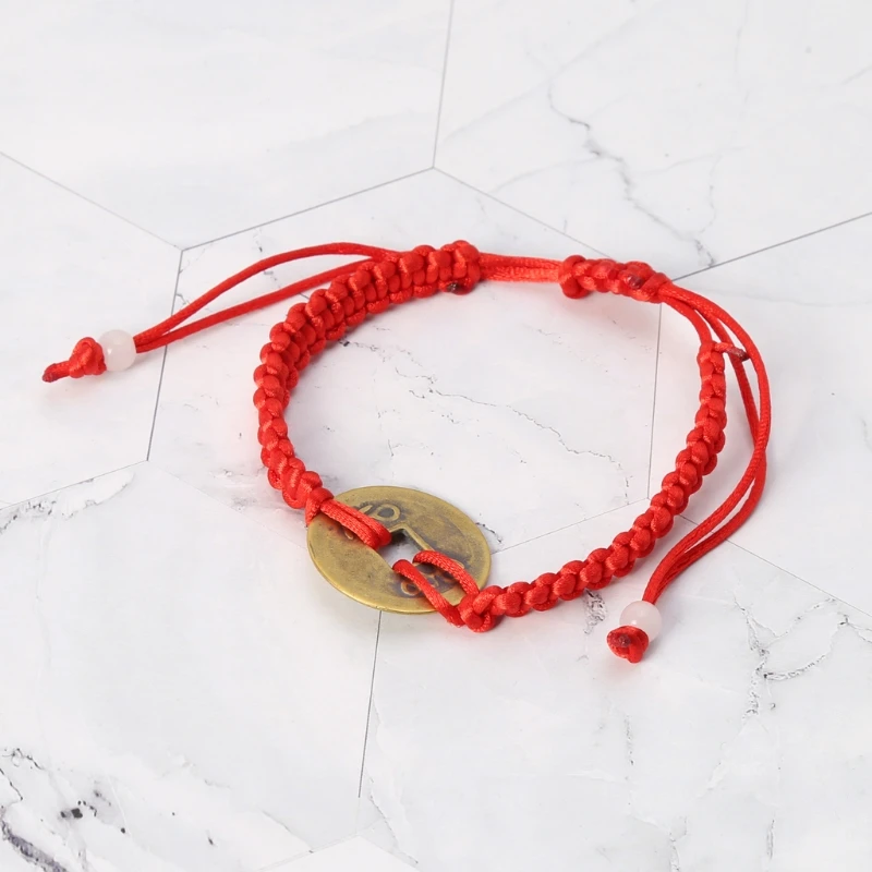 

JAVRICK Chinese Feng Shui Wealth Lucky Copper Coin Pendant Red String Bracelets Jewelry