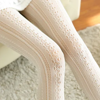

Women Sexy Tights High Quality Hollow Lace Striped Fishnet Pantyhose Girls Tights Multicolour Stovepipe Tights