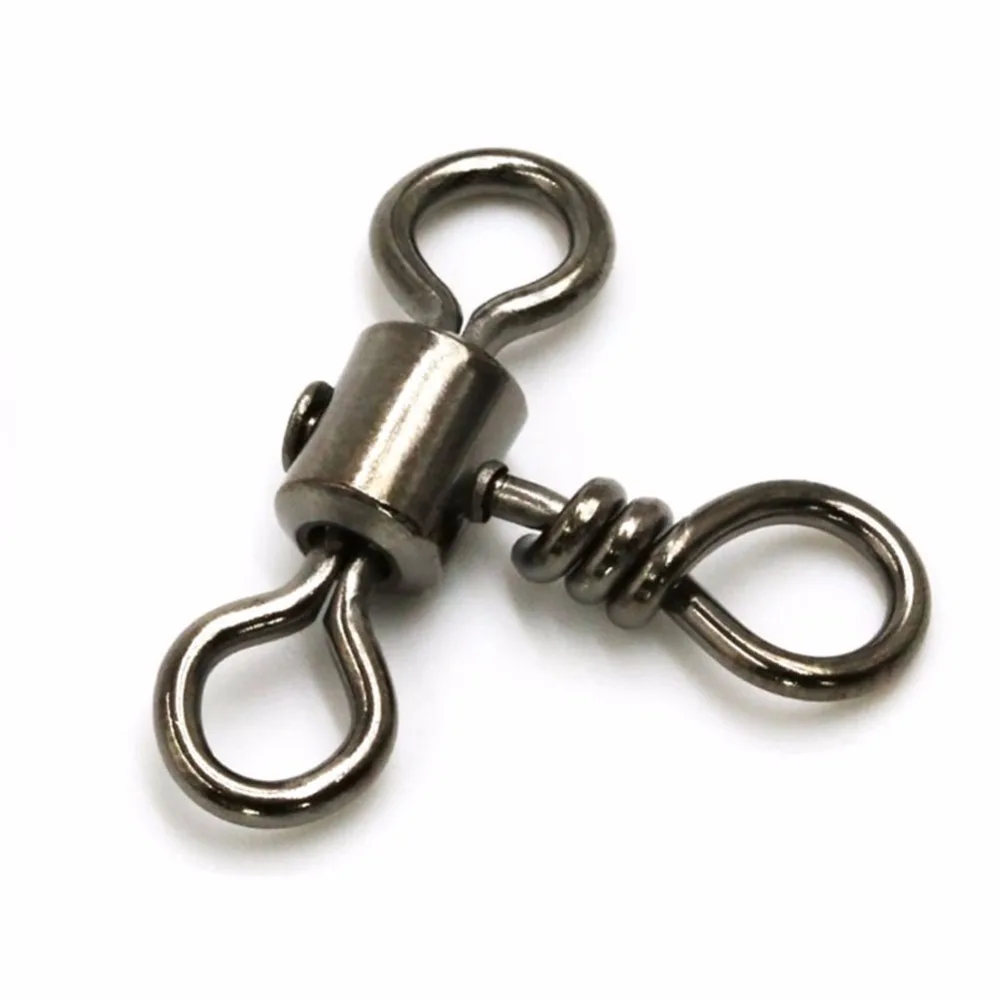 Infof 100pcs/lot 3 Way Fishing Swivels Crossline Rolling Swivels Carp