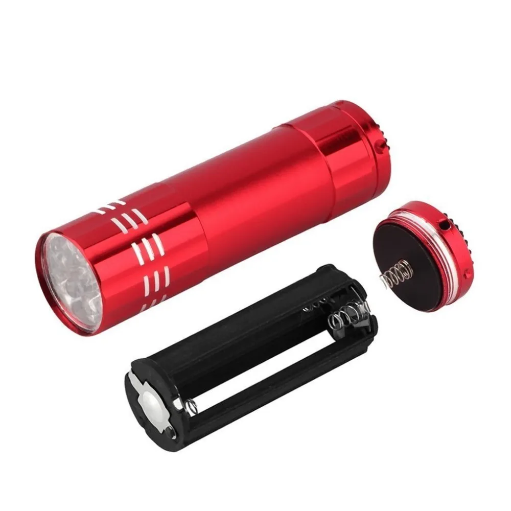 Ultraviolet 9 LED Flashlight Black Purple Light Torch Light Lamp AAA Mini Protable Aluminum UV New Years Product Unique DJ79101