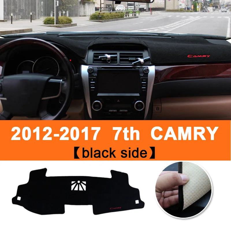 Для Toyota Camry 2012 2013 LHD чехлы на приборную панель автомобиля коврик тенты подушка коврик ковры аксессуары для интерьера - Название цвета: Black Side