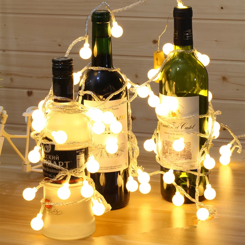 

20 LED String Fairy Lights Plastic Globe Festoon Led Lights Decoration Wedding Christmas Party Garlands Battery Nightlight 2.5M