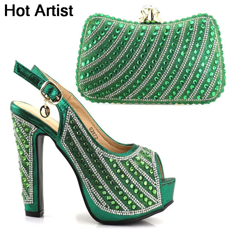 

Hot Artist Fashion Woman Italian Matching Shoes And Bags Set For Wedding Party Sumer Style Pumps Shoe And Purse Set TX-S2872