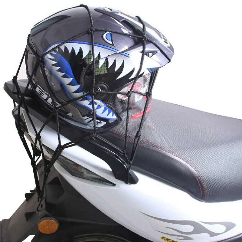 30*30cm Motorcycle Helmet Luggage Net Mesh 6 Hooks Motocross Fuel Tank Storage Carrier Bags Luggage Sundries Elastic Net
