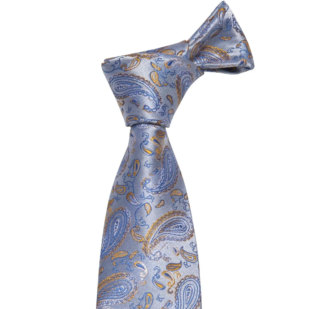 Серебристо-голубой галстук с узором "пейсли", шелк, модный дизайнерский галстук для шеи для мужчин, Свадебный деловой Barry.Wang, 8,5 см, Прямая поставка, LS-5025