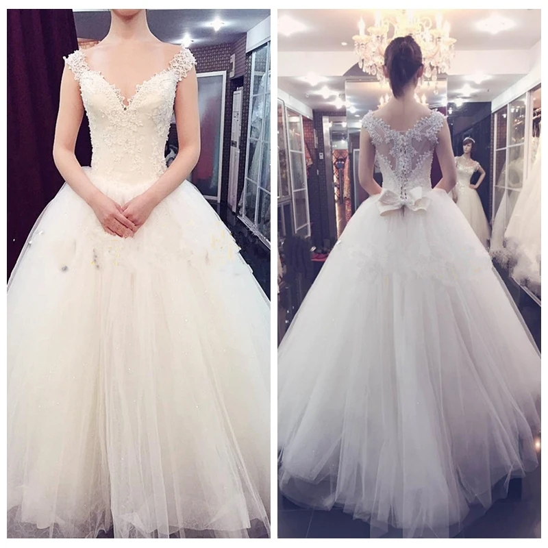 Cap Sleeve Sweetheart Neckline Sheer Back Ball Gown Wedding