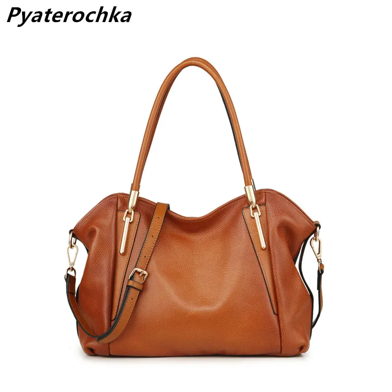 

Pyaterochka New 2019 Genuine Leather Handbag for Women High Quality Luxury Shoulder Bags Ladies Business Satchels Brown Tote Bag