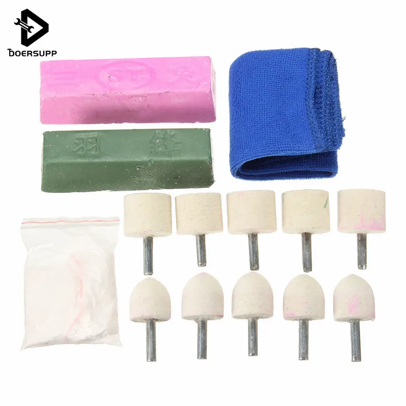 14pc Aluminium Brass Copper Alloys Metal Polishing Kit Felts 2