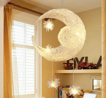

ZYY Creative Nest Aluminum Chandelier Lamp Bar Bedroom Balcony Moon and Stars Decorative Lighting Children's room lights