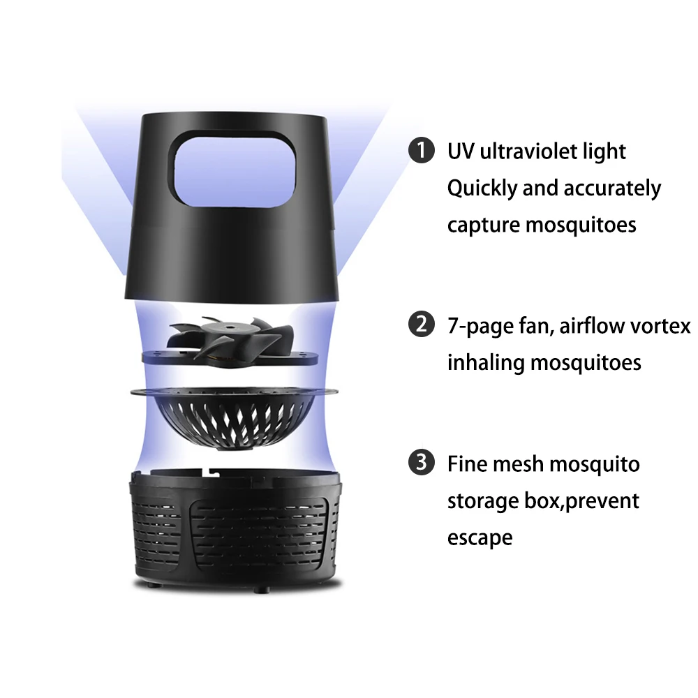 Электронный комарный убийца насекомых с питанием от USB, нетоксичный УФ-свет, светодиодный ловушка для насекомых, лампа для беременных