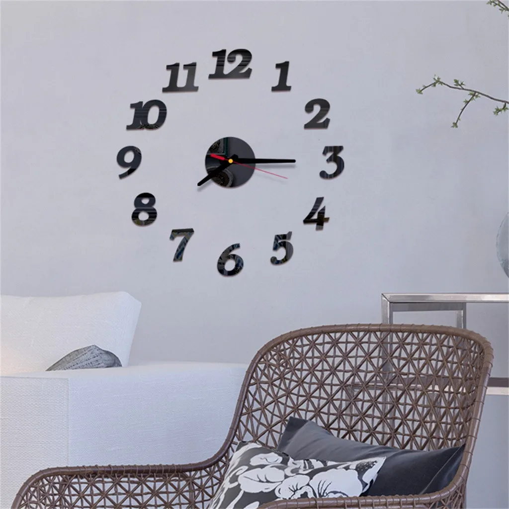 ISHOWTIENDA DIY Наклейка на стену часы 3D большие зеркальные часы Наклейка на стену s украшение для дома современный дизайн настенные часы Наклейка на стену