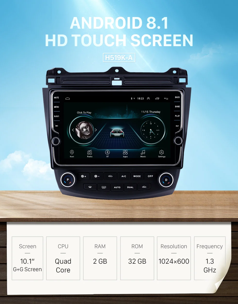 Perfect Harfey Android 8.1 10.1 inch HD Touchscreen Car Radio For Honda Accord 7 2003-2007 GPS Bluetooth Head unit car multimedia player 0