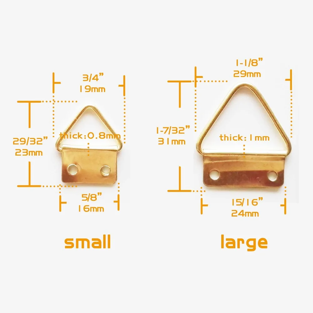 50 шт. Золотое двойное отверстие треугольник d-кольцо Висячие фото с изображением картины маслом зеркальная рама крючок Вешалка мебельные аксессуары