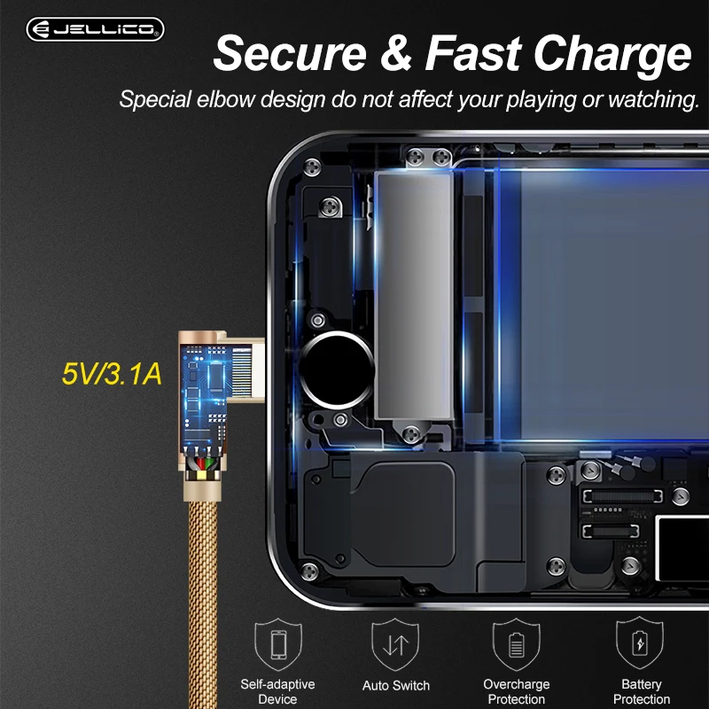 Jellico 3.1A سريع كابل يو اس بي ل فون X XS ماكس XR 8 7 6 5 6 s زائد كابل كابل شحن المحمول الهاتف شاحن الحبل Usb كابل بيانات