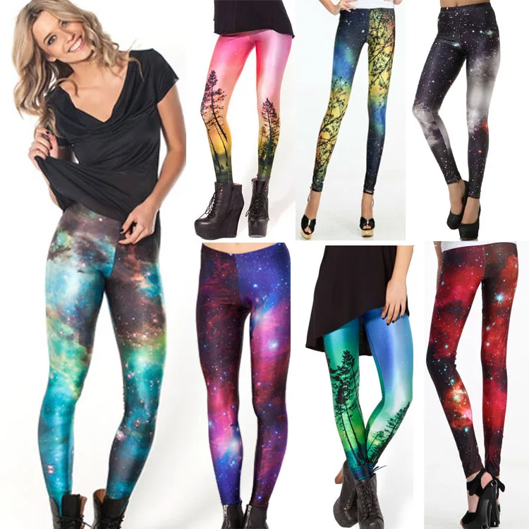 Women Colorful Universe Leggings Galaxy Space Print
