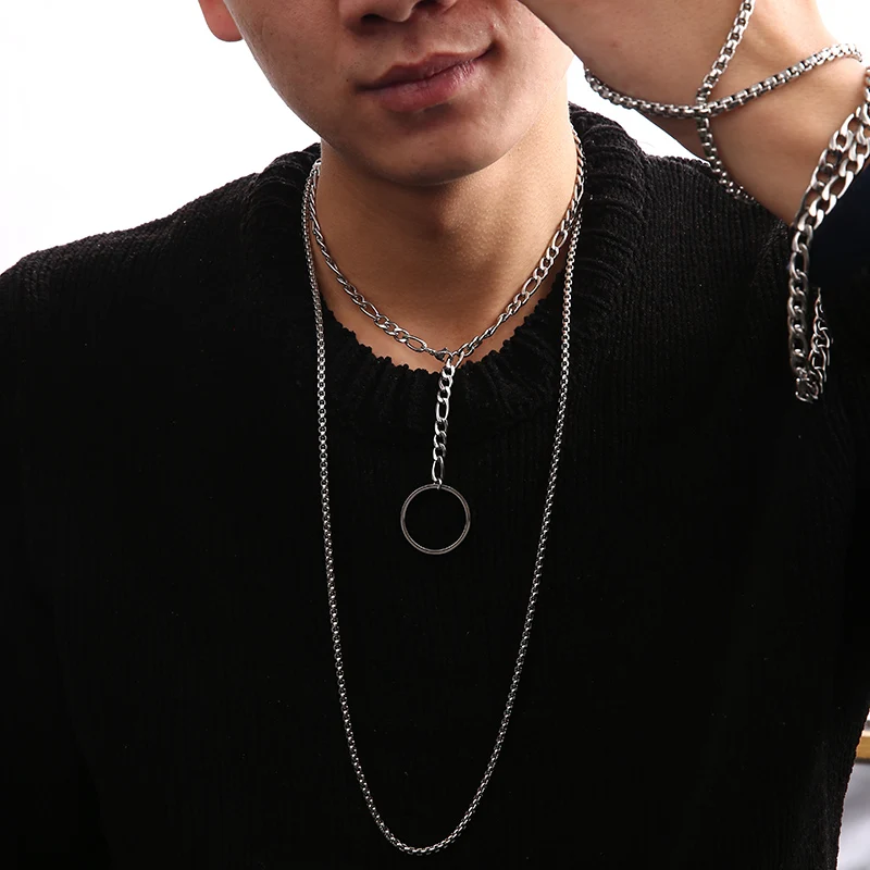 

Never Fade Stainless steel O Round Choker Stylish Girl Lady Punk Gothic Rock Handmade O Round Metal Link Chain Choker Collar