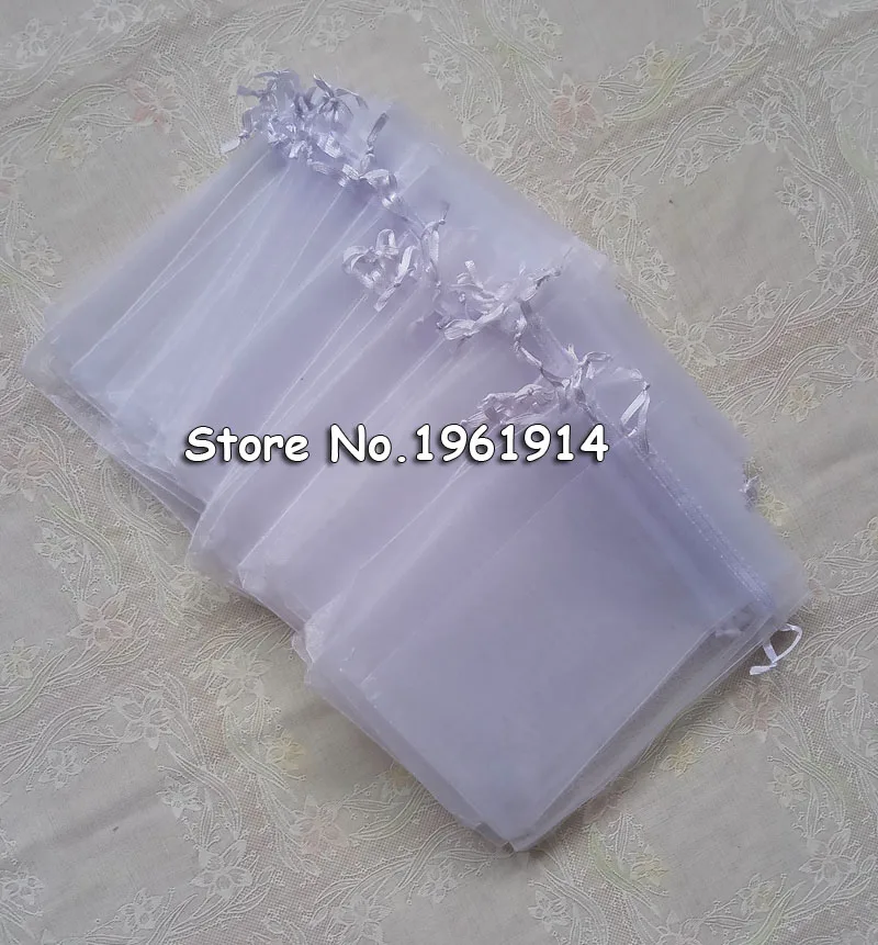 13x18cm White Organza Jewelry Gift Bags Cheap Organza Pouches Retail