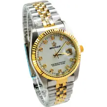 Hk REGINALD marca Hight calidad de reloj de cuarzo calendario único lleno de hombre acero inoxidable reloj de regalo de lujo vestido de pulsera