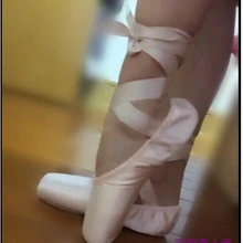 Женские атласные профессиональные Балетные пуанты для танцев с лентами