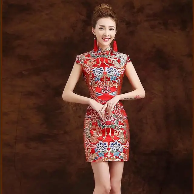 Aliexpress.com : Buy Traditional Chinese Dress Qipao Red Modern Cheongsam Mini Dress China