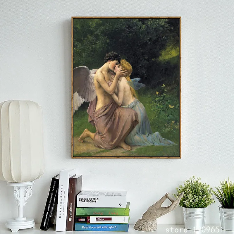 

cotton classical figures nude art sweet love angels canvas printings printed on canvas no frame wall art decoration picture