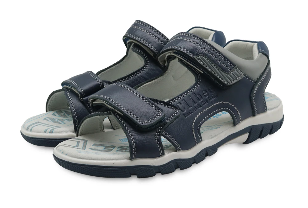 Apakowa/сандалии для мальчиков; Ортопедическая летняя пляжная обувь из натуральной кожи на плоской подошве для больших детей; детская повседневная обувь на липучке для мальчиков; Новинка