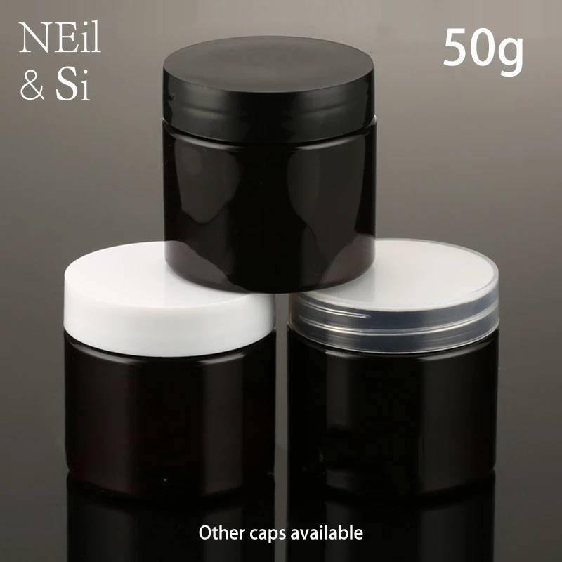 

30pcs Brown 50g Plastic Cosmetic Cream Jar 50ml Make up Lotion Face Mask Storage Candy Pill Tea Bottle Free Shipping