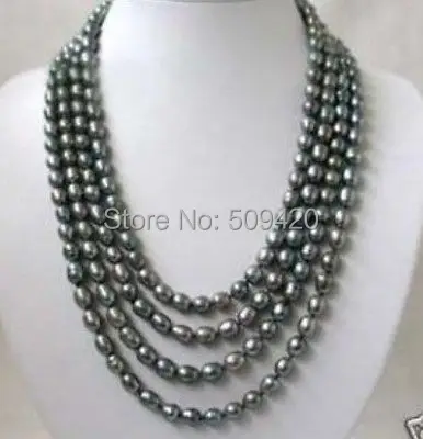 

Free Shipping >>>100'' Genuine south sea Black gray Pearl Necklace