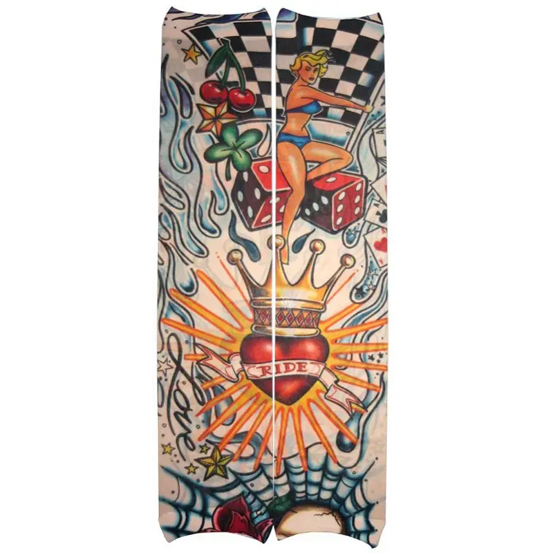 بيستا 10 قطع الوشم قفازات مرنة ميكس تصميم النايلون وهمية تصاميم الجسم جوارب الذراع الوشم الأكمام الوشم المؤقت أسلوب فاسق