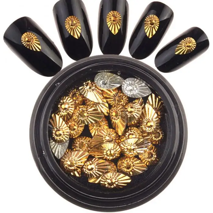 Полые металлические сушеные цветы, наклейки для ногтей, смешанные цветные женские наклейки для макияжа ногтей, 669