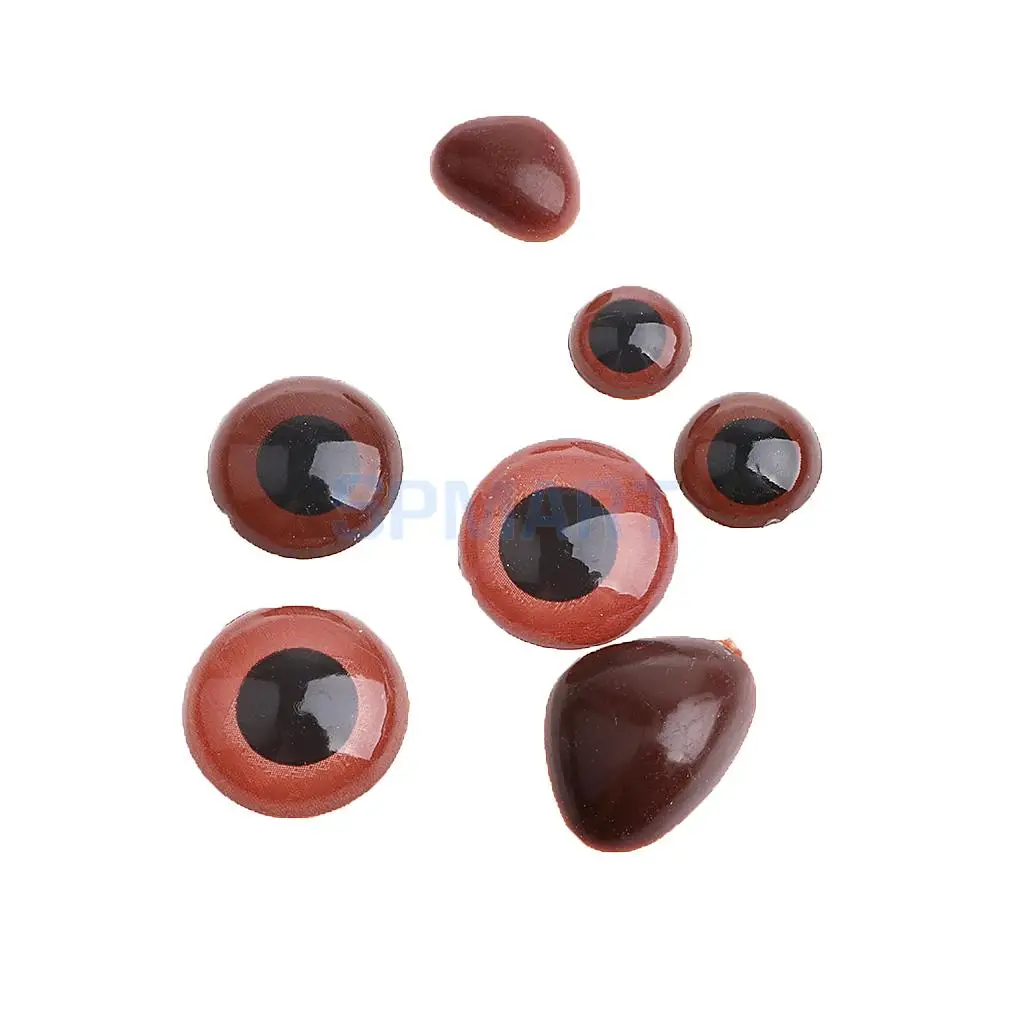 90Pcs Safety Doll Nose Craft Eyes for Animal Doll Puppet Bear Plush Animal Felting Toy Arts Making in Assorted Size - Coffee