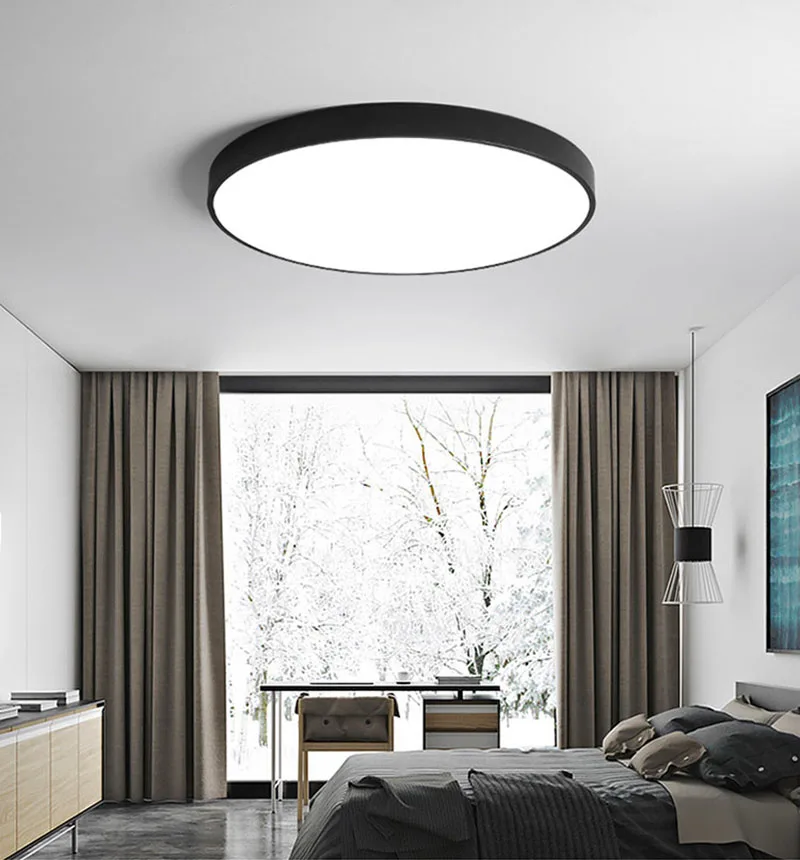 Светодиодный светильник в современном стиле, ультратонкая панель, простая лампа в скандинавском стиле, лампа для гостиной и спальни с регулируемой яркостью, Круглый квадратный светильник s